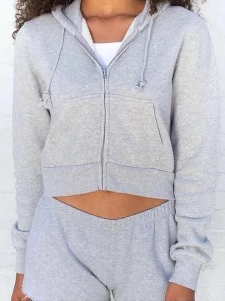 Brandy Melville Cropped Grey Hoodie
